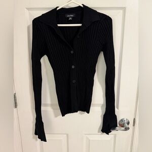 Lea & Viola Black Ribbed Knit Top